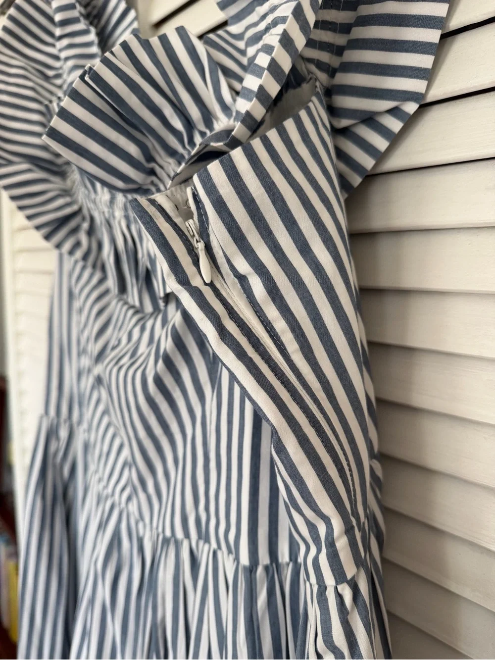 Abercrombie & Fitch Blue and White Striped Ruffle Sundress - Petite